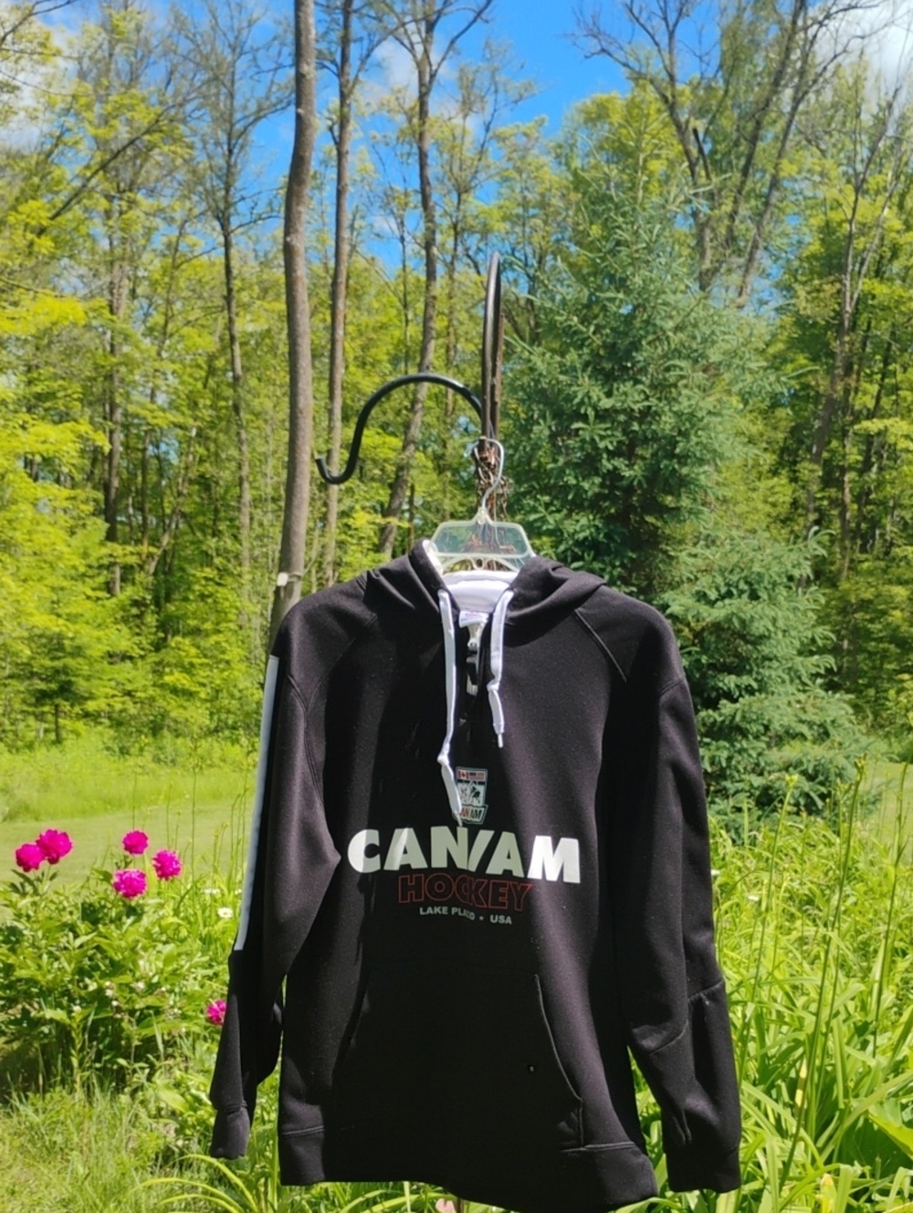 🏒  Sweatshirt CAN /AM BLACK HOODIE VINTAGE BLACK   Sz Sm UniSex